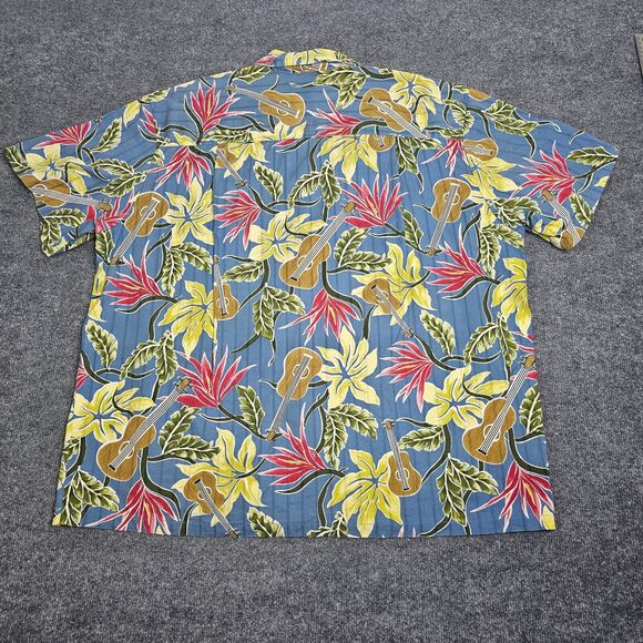 Vintage Paradise Found Hawaiian Shirt Mens 2XL Guitars Floral Made In Hawaii - Picture 2 of 8